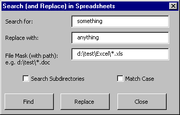 Excel Search and Replace Screenshot