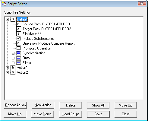 Folder Synchronize Script Editor by Funduc Software