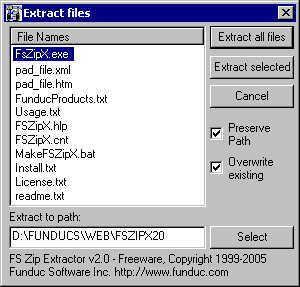 Funduc Software Zip Self-Extractor