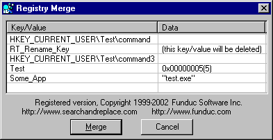 RTMerge can display a confirmation in advance of the .reg file import.